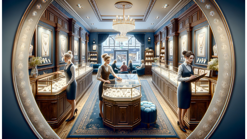 interior of a jewellers in leeds shop